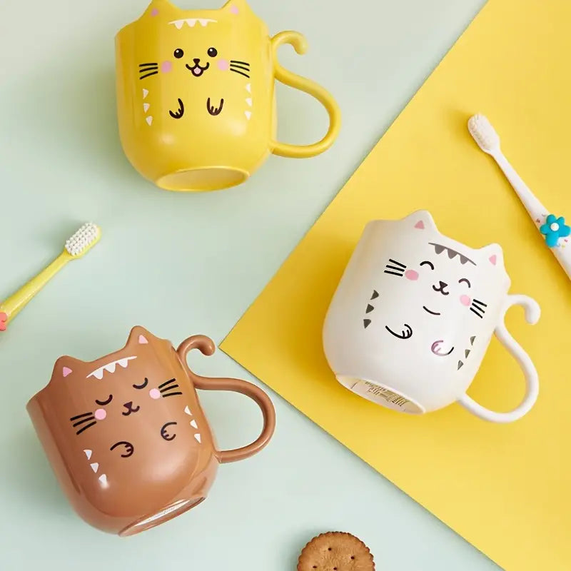Cartoon Cat Mug - Thickened Travel Mouthwash Cup