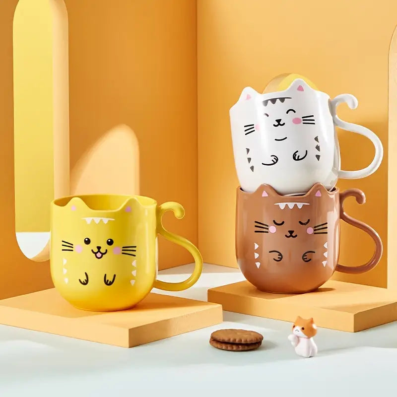Cartoon Cat Mug - Thickened Travel Mouthwash Cup