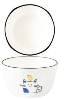 DakeCat 4.5 Inch Ceramic Cat Bowl Dish Set