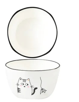 DakeCat 4.5 Inch Ceramic Cat Bowl Dish Set