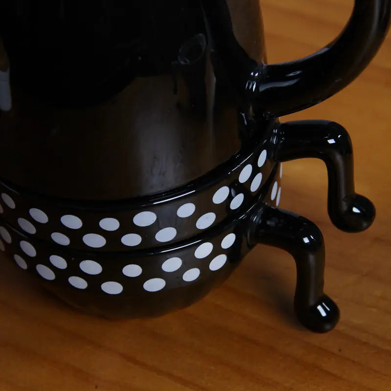 Ceramic Cup Set with Black and White Cat Design