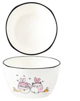 DakeCat 4.5 Inch Ceramic Cat Bowl Dish Set