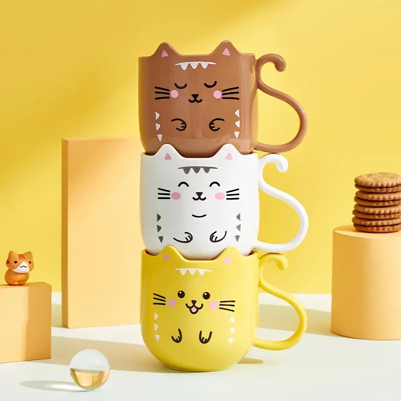 Cartoon Cat Mug - Thickened Travel Mouthwash Cup