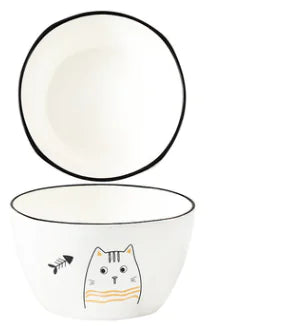 DakeCat 4.5 Inch Ceramic Cat Bowl Dish Set
