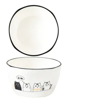 DakeCat 4.5 Inch Ceramic Cat Bowl Dish Set