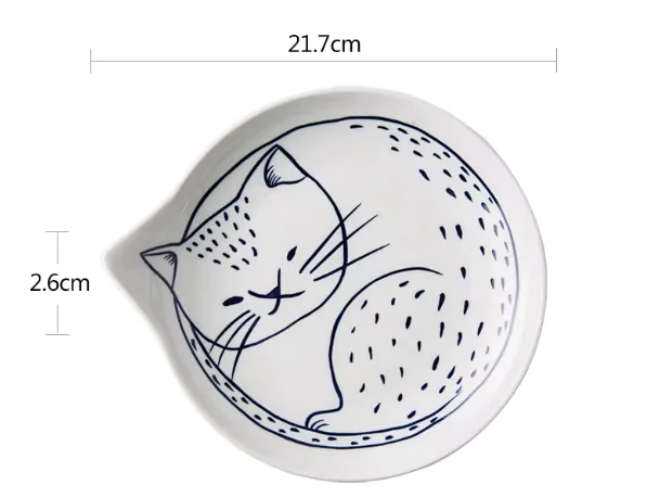 Cat Shaped Japanese Ceramic Plate