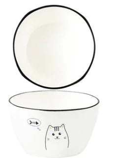DakeCat 4.5 Inch Ceramic Cat Bowl Dish Set