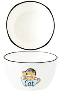 DakeCat 4.5 Inch Ceramic Cat Bowl Dish Set