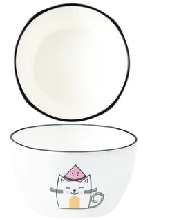 DakeCat 4.5 Inch Ceramic Cat Bowl Dish Set