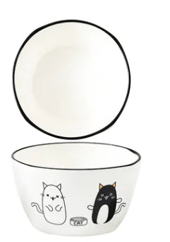 DakeCat 4.5 Inch Ceramic Cat Bowl Dish Set