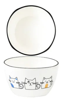 DakeCat 4.5 Inch Ceramic Cat Bowl Dish Set